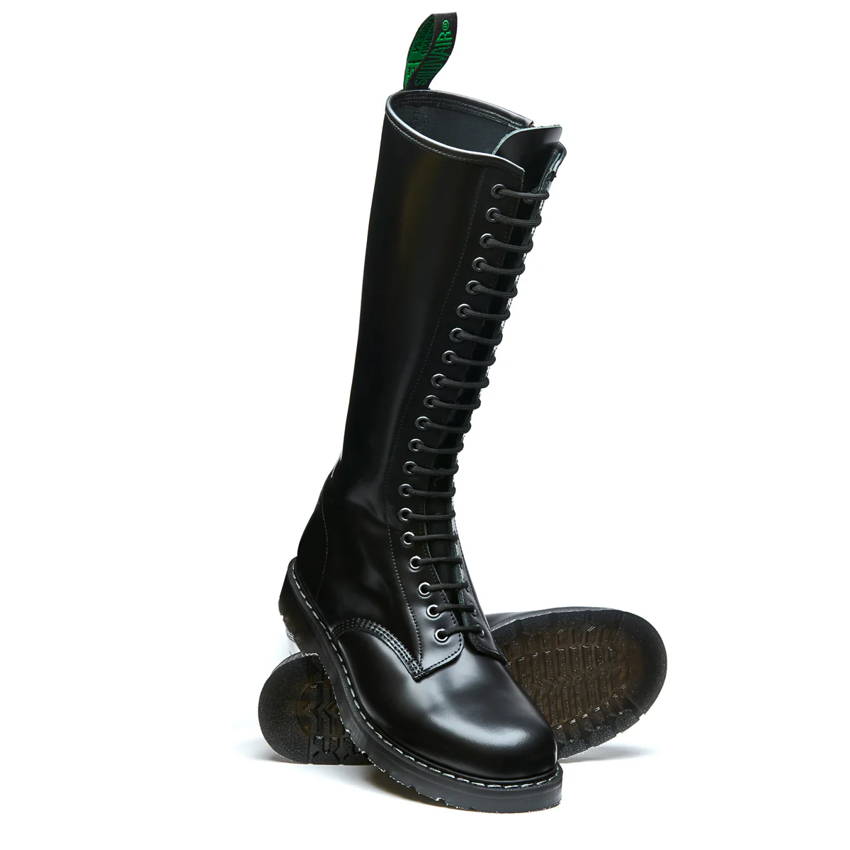 Black Hi-Shine 20 Eye Zip Derby Boot - Image 4