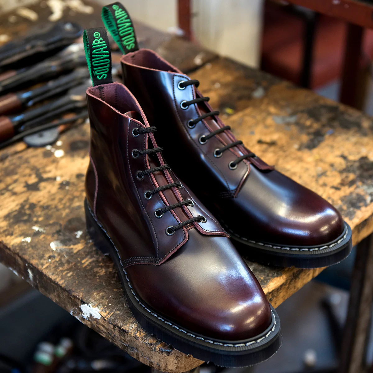 Burgundy Rub-Off 6 Eye Astronaut Boot - Image 4